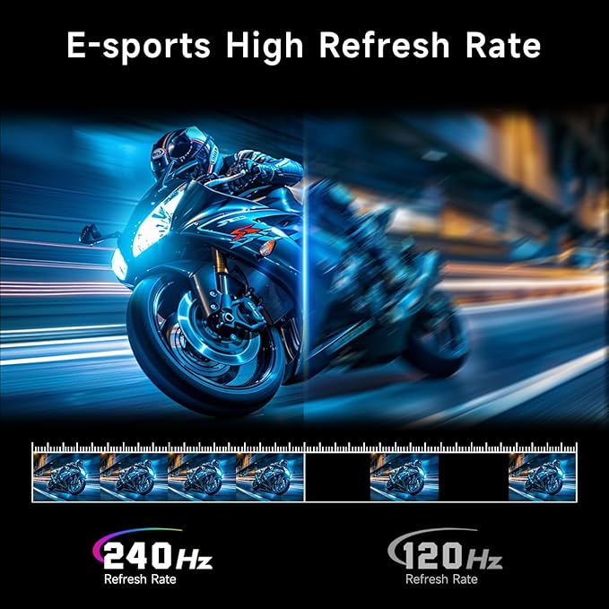 24 inch Gaming Monitor 240Hz, FHD 1080p, VA Panel, 2ms Response Time, Adaptive sync, PC Computer Monitor, 3-Sided Frameless, Ultra Slim, 99% sRGB, Bluelight Filter, HDMI & DP Ports,Black