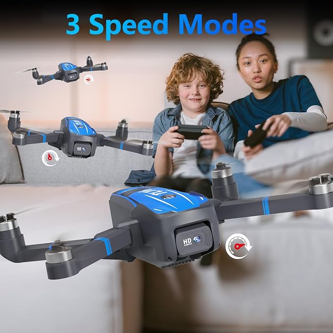 TL16 Mini Drone with 4K HD Camera, Brushless Motor Drones for Beginners with Headless Mode 360° Flip Gravity Control, Foldable Quadcopter for Adults, Blue
