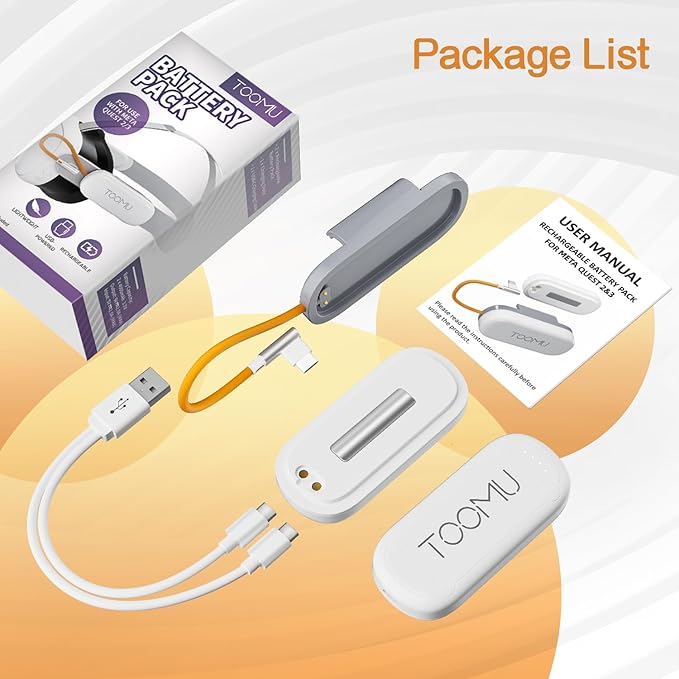 Dual Battery Pack Set for Meta Quest 2 / Quest 3 / Quest 3S, 8000mAh Battery Pack Compatible with Quest 2/3/3S, VR Extended Power Accessories Magnetic Connections and Lightweight Design
