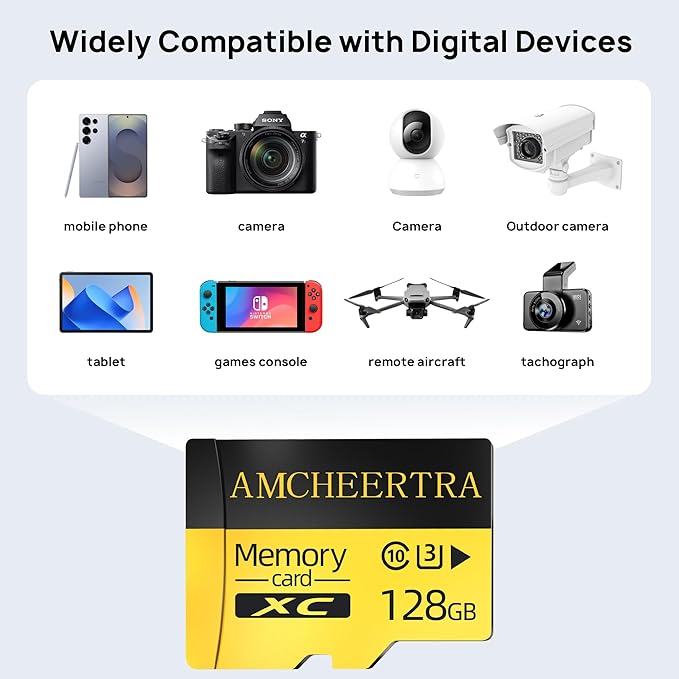 128GB MicroSDXC Memory Card, UHS-I, C10, U3, A2,180MB/s Read, 140MB/s Write, High-Speed MicroSD Card, TF Card for Drones, Action Cameras, Dashcams, Gaming Consoles