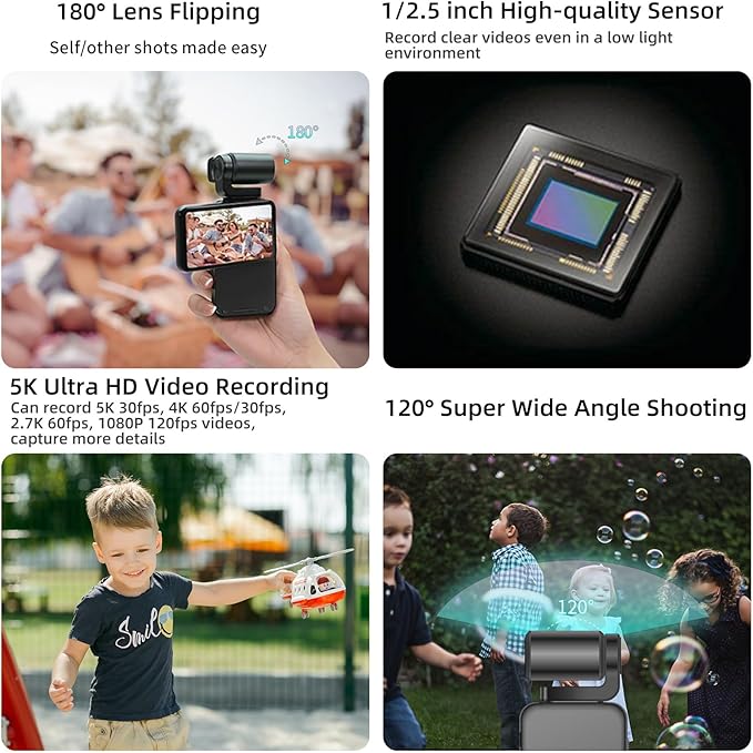 ORDRO M3 5K Video Camera Camcorder, WiFi IR Night Vision Handheld Camera for YouTube,4K UHD Video Camera with 3.5" Flippable Touch Screen, 3250mAh Capacity Battery,64G Card