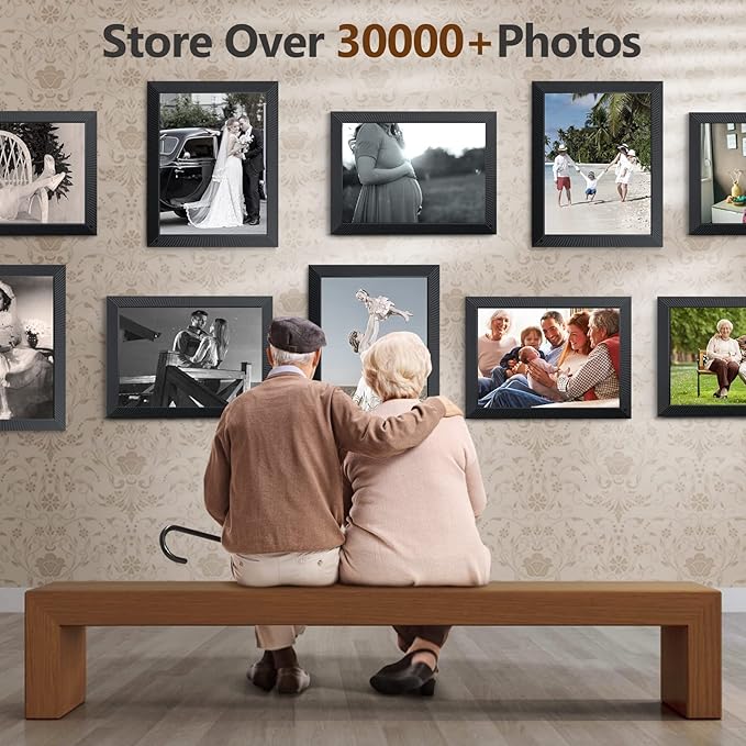 17 Inch Digital Picture Frame, Benibela 2.4G/5G Dual WiFi AI Smart Electronic Photo Frame, Remote Control, Motion Sensor, Wall Mounted, 32GB, Share Mother's Day Video via App Cloud Email USB(16:10)