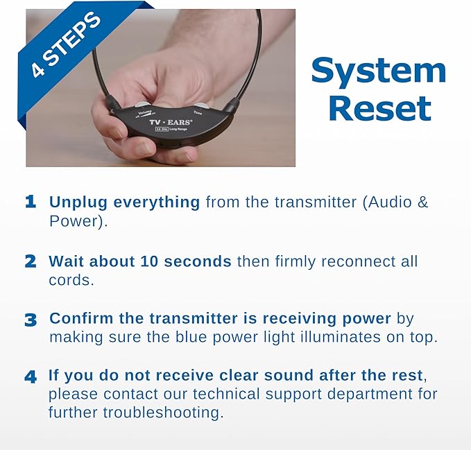 TV · Ears Long Range Digital Wireless Headset System, 5.8 GHz RF Transmitter Headsets for TV, Ideal for Seniors & with Hearing Difficulties, Works with a Wide Range of TV Brands, 1 Pair