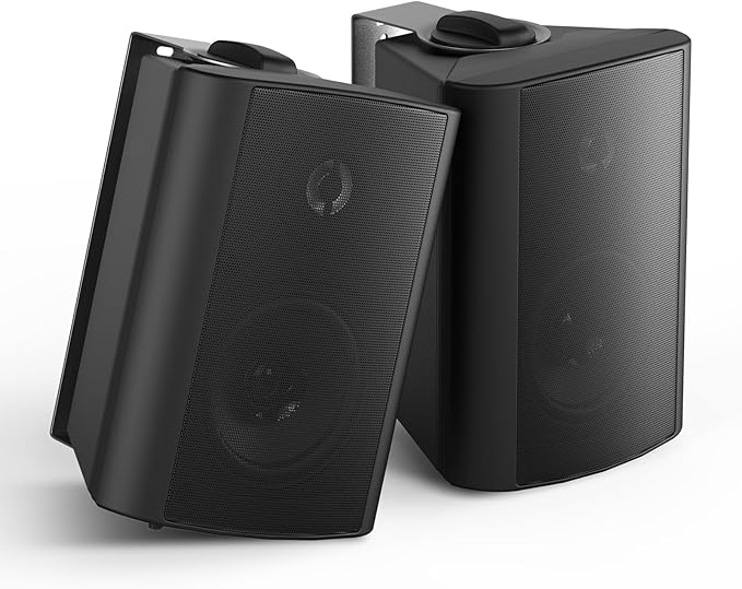 Herdio 4 Inch Outdoor Bluetooth Speakers Waterproof Wired 200 Watt,Indoor, Patio,Deck Wall Mount Speakers (Black)