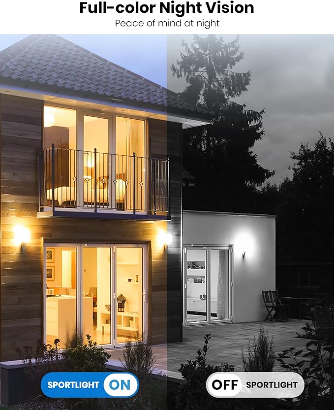 AOSU 2K Security Camera Outdoor with Color Night Vision, 5GHz & 2.4 GHz WiFi Outdoor Support 24/7 Recording, Wired Auto Tracking Security Camera, Two-Way Audio, Auto-Cruise (2 Pack)