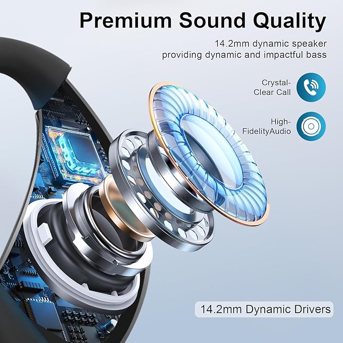 Open Ear Clip Wireless Earbuds Bone Conduction Headphones, Bluetooth 5.4,Open Ear Design,Built-in Mic, IPX5 Waterproof,48H Playtime,Ear Hooks Ear Buds Design for Running Fitness,Black