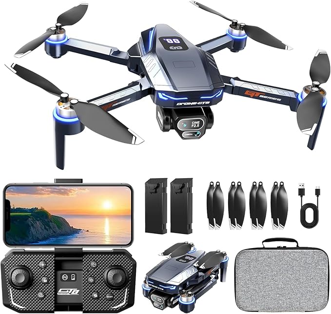 Digital Display Drones with Camera for Adults 4k FPV Foldable Drone with Brushless Motor Altitude Hold Mini Drone 3D Flip Drone for Adults Under 249g