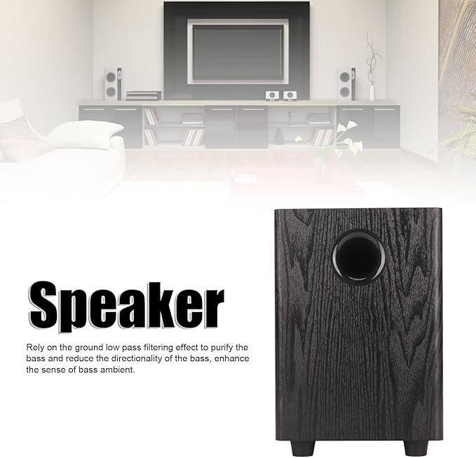 ASHATA Active Bluetooth Bookshelf Speaker, 150W Passive Bookshelf Speaker Subwoofer, 6.5 inch Home Theater Subwoofer Bookshelf Home Speaker Deep Bass Unit with 40mm High Vibration Damping Horn, Wooden