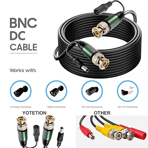 1Pack 50ft bnc Video Power Cable, All-in-One Siamese Video and Power Security Camera CableSecurity Camera Cable Wire Cord for CCTV dvr Surveillance System