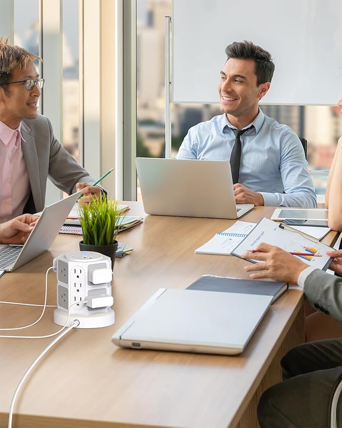 TROND Tower Surge Protector Power Strip with 14 Widely Spaced Outlets, 4 USB Ports(2 USB C), 2100J Surge Protection, 6 Feet Extension Cord with Multiple Outlets, Office Desk Supplies, Dorm Essentials