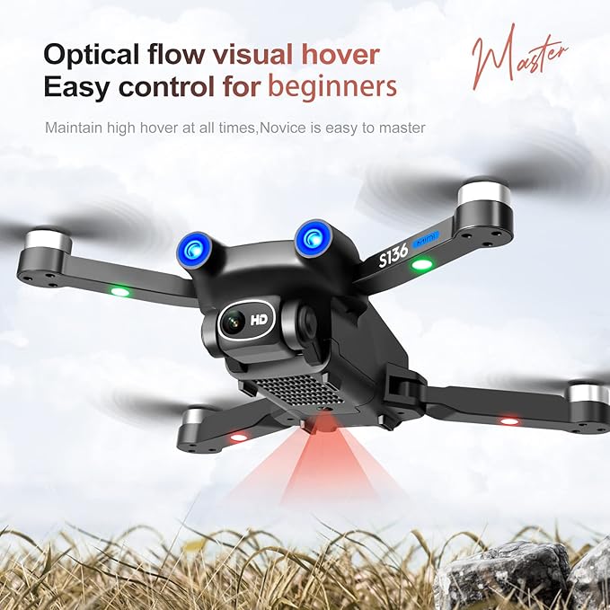 GPS Drone with Camera for adults Beginners 4K, Long Flight Time(40 minutes), 5G GPS FPV Quadcopter for with Optical Flow Positioning,Brushless Motors, No obstacle avoidance， GPS Return Home, Follow Me, Include 2 batteries