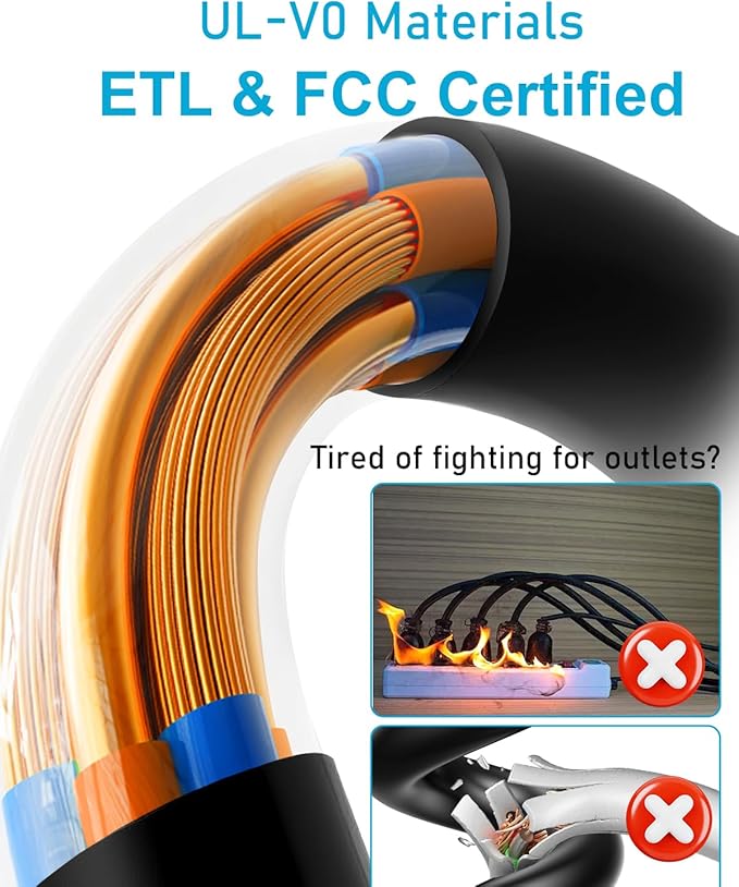 Surge Protector Power Strip (3480J), Huntkey 12 Outlets with 2 USB A Ports and 20W USB C Power Delivery Charging, 6ft Flat Plug, Heavy-Duty Extension Cord for Home, Office, Dorm Essential, ETL Listed