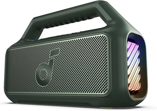 soundcore Boom 2 By Anker, Outdoor Speaker, 80W, Subwoofer, BassUp 2.0, 24H Playtime, IPX7 Waterproof, Floatable, RGB Lights, USB-C, Custom EQ, Bluetooth 5.3, Portable for Camping, Beach, and Backyard