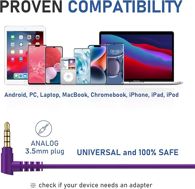 LUDOS Zenith Wired Earbuds in-Ear Headphones, 2 Years Warranty, Earphones with Microphone, Corded for 3.5mm Jack Ear Buds for iPhone, Samsung, Computer, Laptop, Kids, School Students, Woman - Purple