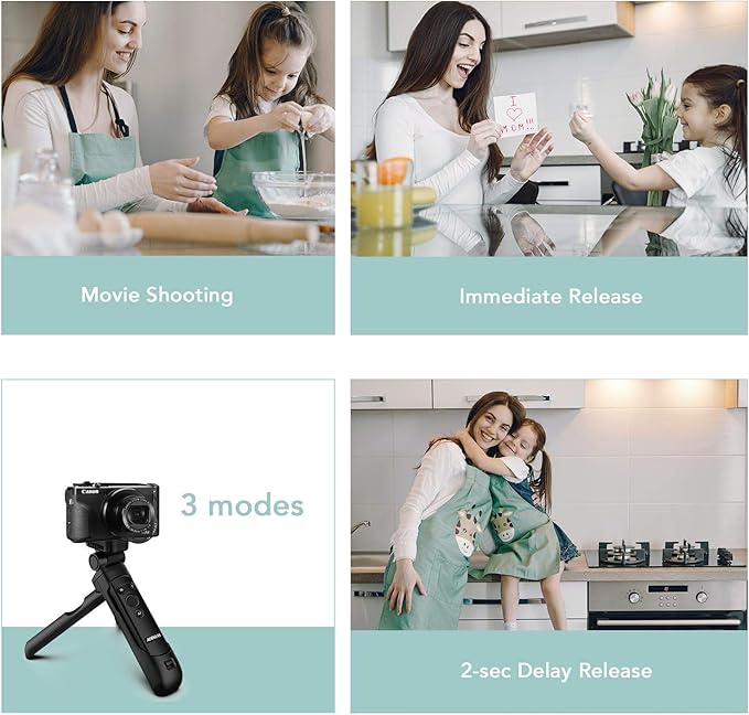 Wireless Shooting Grip and Tripod Camera Remote Control for Canon EOS Rebel SL2, SL3, 77D, R5, R6, T7i, M50, EOS RP, R, PowerShot SX70 HS, G7 X Mark III, G5 X, M6 Mark II