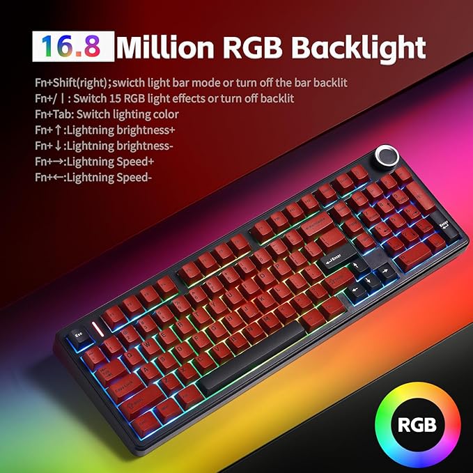 x Aula F99 Pro Keyboard, Wireless Mechanical Keyboards Gaming Hot Swappable Custom Creamy Keyboard 96% Gasket Tri-Mode BT5.0/2.4GHz/USB-C,RGB Backlit PC Gaming Keyboards,Pre-lubed Ice Vein Switch