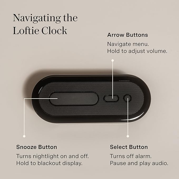 Loftie Alarm Clock with Sound Machine – Smart Alarm Clock with Light, White Noise, Bluetooth Speaker, Night Light Sound Machine, 100+ Sounds, Blackout Mode, No WiFi Mode, Optional Subscription -Coffee