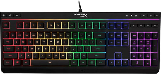 HyperX Alloy Core RGB LED Xbox PlayStation PC Gaming Keyboard Full Size Backlit Wired Tactile Anti-Ghosting Silent Quiet Keys English Layout Durable Frame for Gamer Computer Setup - Black (Renewed)