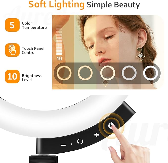 Aureday 12'' Ring Light with 62'' Tripod Stand and Magnetic Phone Holder, LED Ringlight with Selfie Wireless Remote, Circle Lighting for Video Recording, Makeup, TikTok, Photography