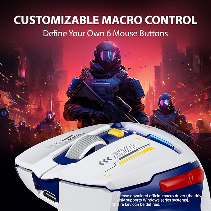 INPHIC IN9 Wireless Gaming Mouse, True Tri-Mode Bluetooth/Type-C Wired/2.4G Wireless Connection, 10000 DPl, Fully Programmable, RGB Backlit, for Laptop PC Mac