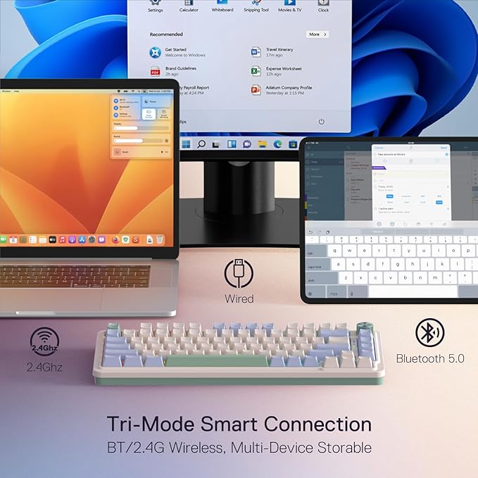 Redragon K673 PRO 75% Wireless Gasket RGB Gaming Keyboard, 3-Modes 81 Keys Compact Mechanical Keyboard w/Hot-Swap Socket, Dedicated Knob Control & Sound Absorbing Pads, Linear Red Switch