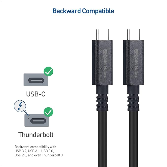 Cable Matters 20Gbps Active USB4 Cable 16.4 ft / 5m, Supports Up to [4K@60Hz Video, 60W Charging, 20Gbps Data Transfer] Compatible with Thunderbolt 4, USB C for VR Headset, MacBook, XPS, Surface Pro