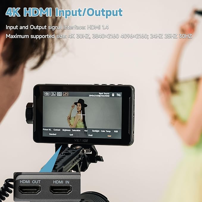 VILTROX DC-550 1200 Nits DSLR Camera Field Monitor, 4K 1920x1080 Touchscreen Portable On-Camera External Video Monitor Kit with Sunshade Hood/Battery 3D LUT DC HDMI Input Output Video Focus Peaking