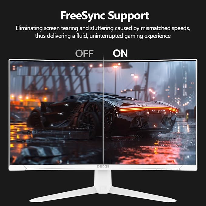 Z-Edge 27 inch Curved Gaming Monitor, FHD 1080P 300Hz Curved Monitor 1500R Computer Monitor, MPRT 1ms Monitor, 16.7M Colors, UG27S 2X DP 1.4 Ports and 2X HDMI 2.0 Ports (White