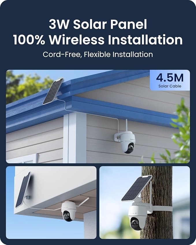 REOLINK 4K Solar Security Cameras Wireless Outdoor System, Color Night Vision, 360° Pan Tilt Auto-Tracking, 2.4/5 GHz Wi-Fi 6, Encrypted Local Storage, No Subscription, Home Hub with 2X Argus PT Ultra
