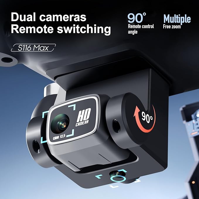 S116 GPS Drone with Screen Controller, Two-batteries, Brushless Motor, Altitude Hold, One Key Take Off/Landing, with Black Outdoor Carrying Case (Black - 2 batteries)