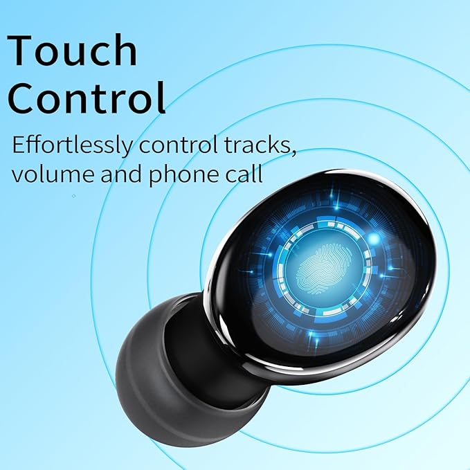 Wireless Earbuds in-Ear Headphones Bluetooth 5.3 with Built-in Mics Deep Bass Clear Call Ultralight Headsets Up to 60H Play Time for Studying Workout Gaming