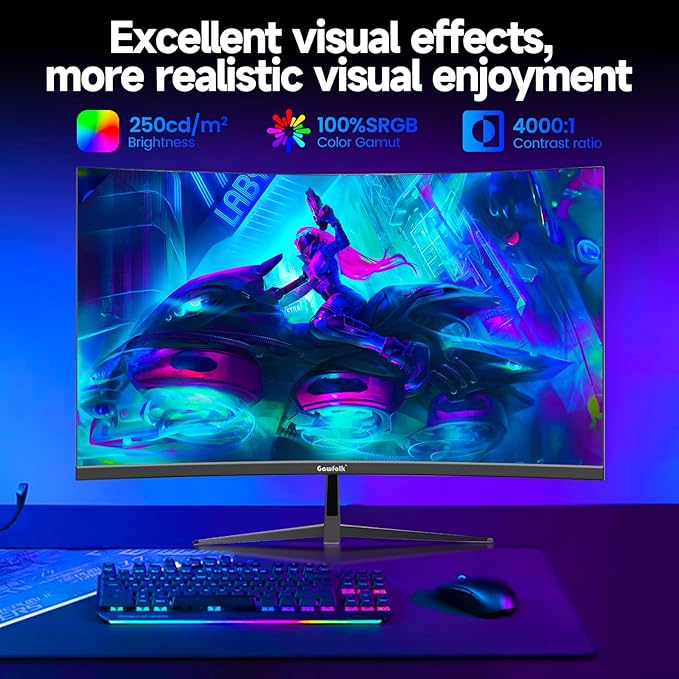 32 Inch Curved Gaming Monitor 240Hz, 1800R PC Monitor Full HD 1080P, Frameless Computer Dispaly with Freesync and Eye Care Technology, Wall Mountable