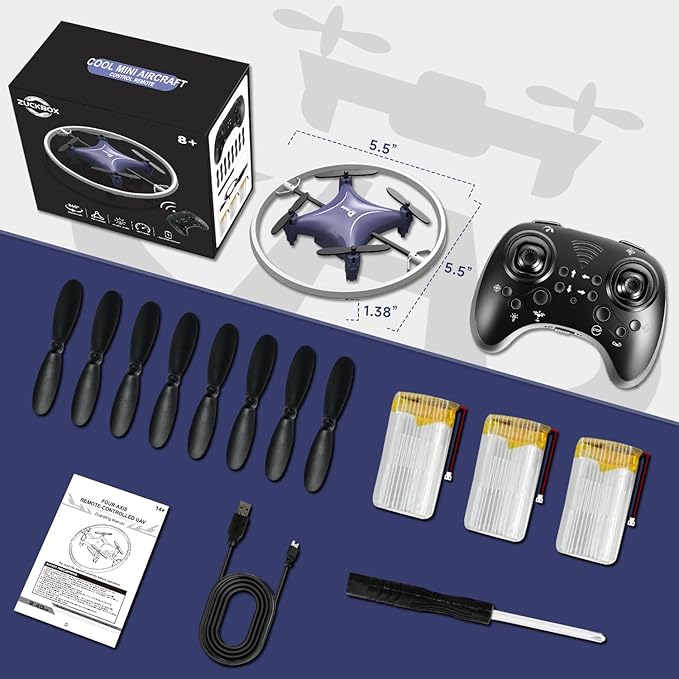 Mini Drone for Kids, Small Beginners Small RC Drone Quadcopter Drones, 2.4G Remote Control Toy with LED Lights, One Key Take Off/Landing, 360° Spinning, 90 Degree Circle Flight Gifts for Boy Girl