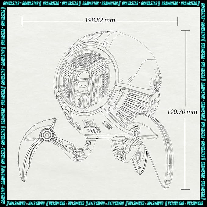 GravaStar Mars Pro Bluetooth Speaker, Deep Bass Loud Stereo Sound, 15H Playtime, 6 RGB Lights, Dual Pairing, Portable for Home, Outdoors, Party, Camping, Home, Gifts