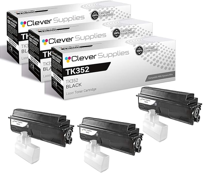 CS Replacement Toner Cartridge Compatible with Kyocera-Mita TK352 Black FS-3040MFP, FS-3540MFP, FS-3640MFP, FS-3920DN, FS-3140MFP Black 3 Pack