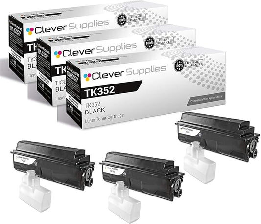 CS Replacement Toner Cartridge Compatible with Kyocera-Mita TK352 Black FS-3040MFP, FS-3540MFP, FS-3640MFP, FS-3920DN, FS-3140MFP Black 3 Pack