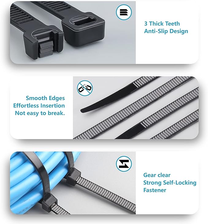 Small Zip Ties, Zip Ties 4 inch with 18 lb Tensile Strength, Black Cable ties, 1000 Pack, ANOSON