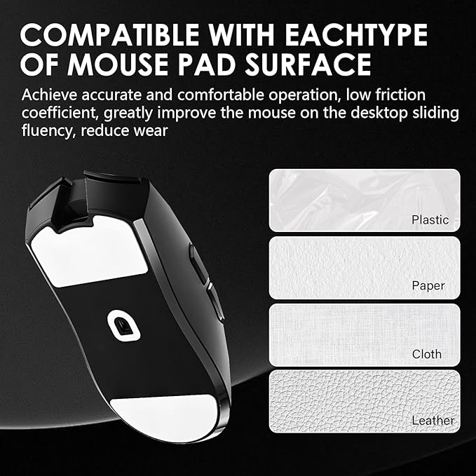 2 Pack V3 Pro Wireless Esports Gaming Mouse Feet Sliding Stickers, Mice Glass Skates Pad, Replacement Glide Stickers for Smooth Control and Precision on Any Gaming Surface(Type-C, White PTFE)