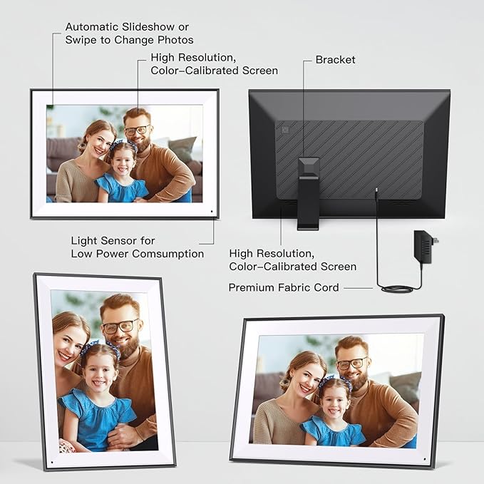 10.1" Digital-Picture-Frame Smart Digital Photo-Frame - 16GB Digital Frame, IPS Touch Screen, Auto-Rotate, Slideshow, Load Photo Video from Phone via APP Email, Free Cloud Storage, Gift for Family