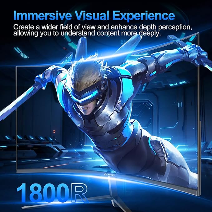 27 inch Curved Gaming Monitor,144Hz/180Hz PC Monitor Full HD 1080P, Frameless 1800R Computer Display with FreeSync & Eye-Care Technology, Wall Mountable, DP, HDMI Port (Black)