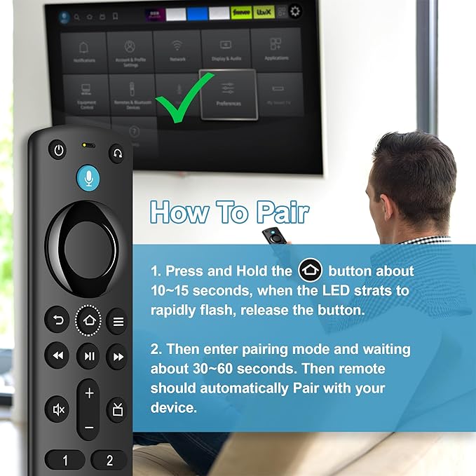 Voice Remote Replacement Compatible with All Fireseries TV Cube/Stick/4K/4K Max/Lite/Stick HD, Smart TVs (3rd Gen), and for All Insignia-Toshiba-Pioneer-Omni QLED Series