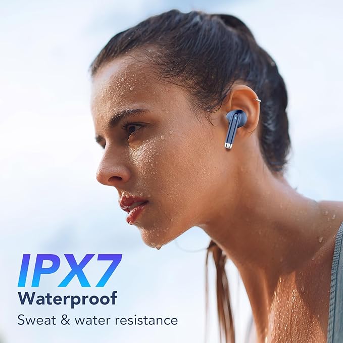 Wireless Earbuds, 2025 New Bluetooth 5.4 Headphones HiFi Stereo with 4 ENC Mic, 40H Mini Ear Buds In-Ear Noise Cancelling Earbuds with LED Screen, Ultra Light Bluetooth Earphones Blue for Android iOS