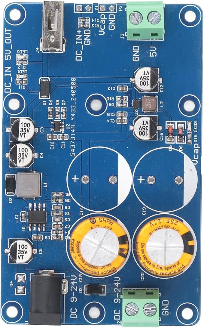 Super Capacitor UPS 5V3A Output, Compact Design with Power Indicator for RPI Uninterruptible Power Supply (2S)