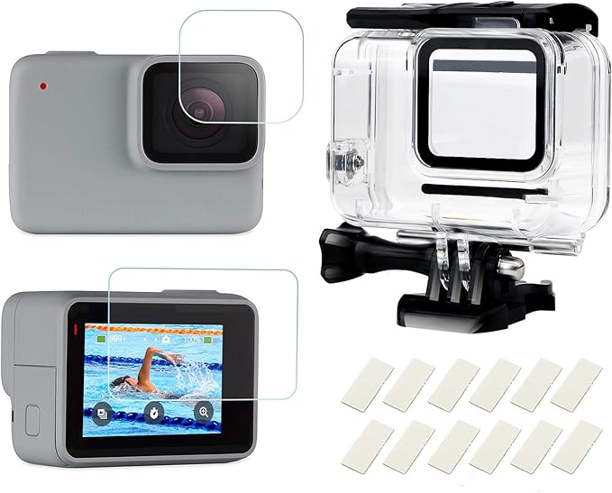 D&F Waterproof Housing Case for HERO7 White & Hero 7 Silver, 30M Underwater Photography Protective Shell with Screen Protector Films and Anti-Fog Inserts Accessories