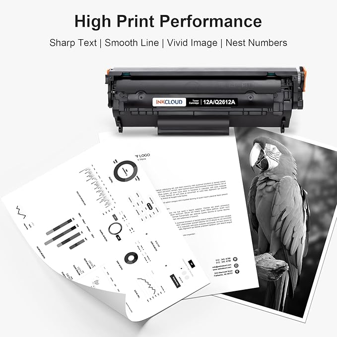 INKCLOUD 12A Black Toner  2-Pack Q2612A High-Yield Compatible Toner Cartridge for HP M1005 M1319f 1010 1012 1015 1018 1020 Plus 1022 1022n 1022nw 3015 3020 3030 3050 3050z 3052 3055 Printer