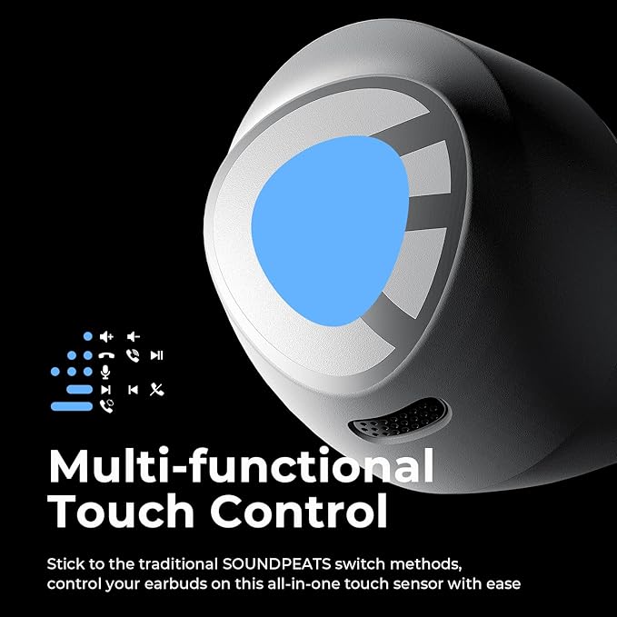 SoundPEATS Free2 classic Wireless Earbuds Bluetooth V5.1 Headphones with 30Hrs Playtime in-Ear Wireless Earphones, Built-in Mic for Clear Calls, Touch Control, Single/Twin Mode, Immersive Stereo Sound