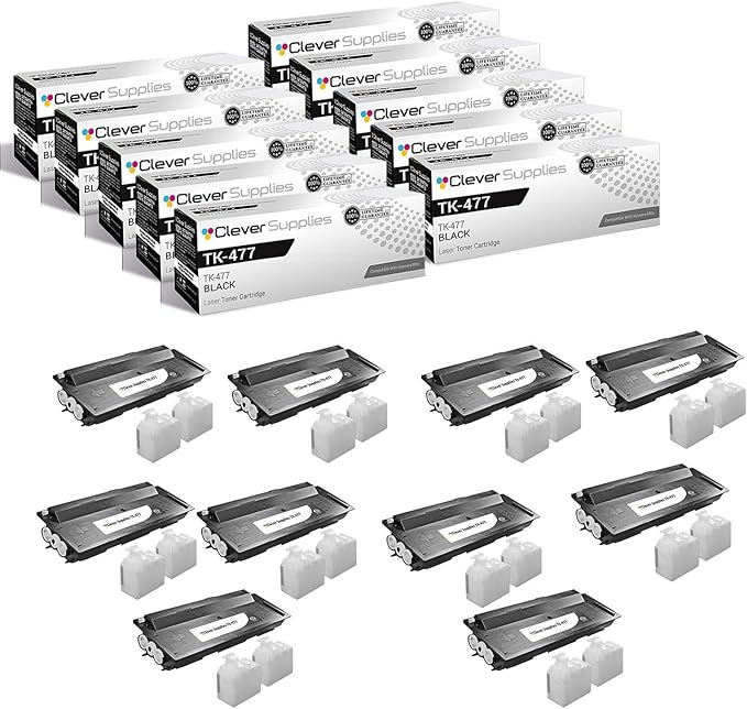 Clever Supplies CS Replacement Toner Cartridge Compatible with Kyocera-Mita TK-477 Black CS255, CS305, FS-6525MFP, FS-6530MFP, TASKalfa 255, TASKalfa 305 Black 10 Pack