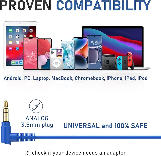 LUDOS FEROX Wired Earbuds in-Ear Headphones, 5 Years Warranty, Earphones with Microphone, Noise Isolation Corded for 3.5mm Jack Ear Buds for iPhone, Samsung, Laptop, Kids, School Students - Blue