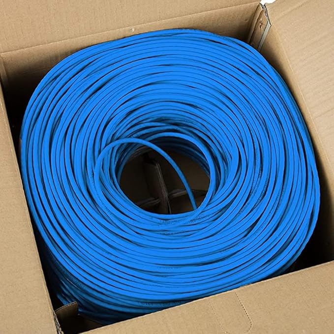 Big-A - 1000ft Cat5e Plenum Ethernet Cable, Blue, 350MHz, 24AWG UTP, CMP Rated, Solid Network LAN Cord, Compatible with Printer, Gaming Consoles, Router, VoIP Phones, POE IP Cameras