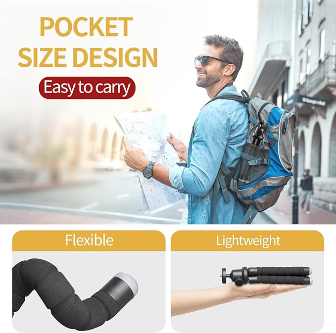 Sensyne Phone Tripod, Flexible Cell Phone Tripod with Phone Holder and Wireless Remote, Mini Travel Tripod Stand, Compatible with All Cell Phones, Cameras